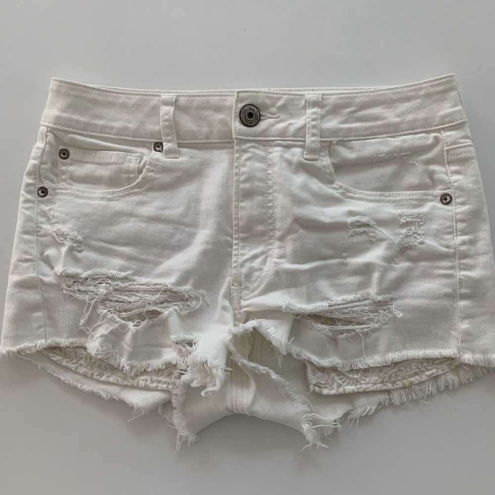American eagle white jean shorts